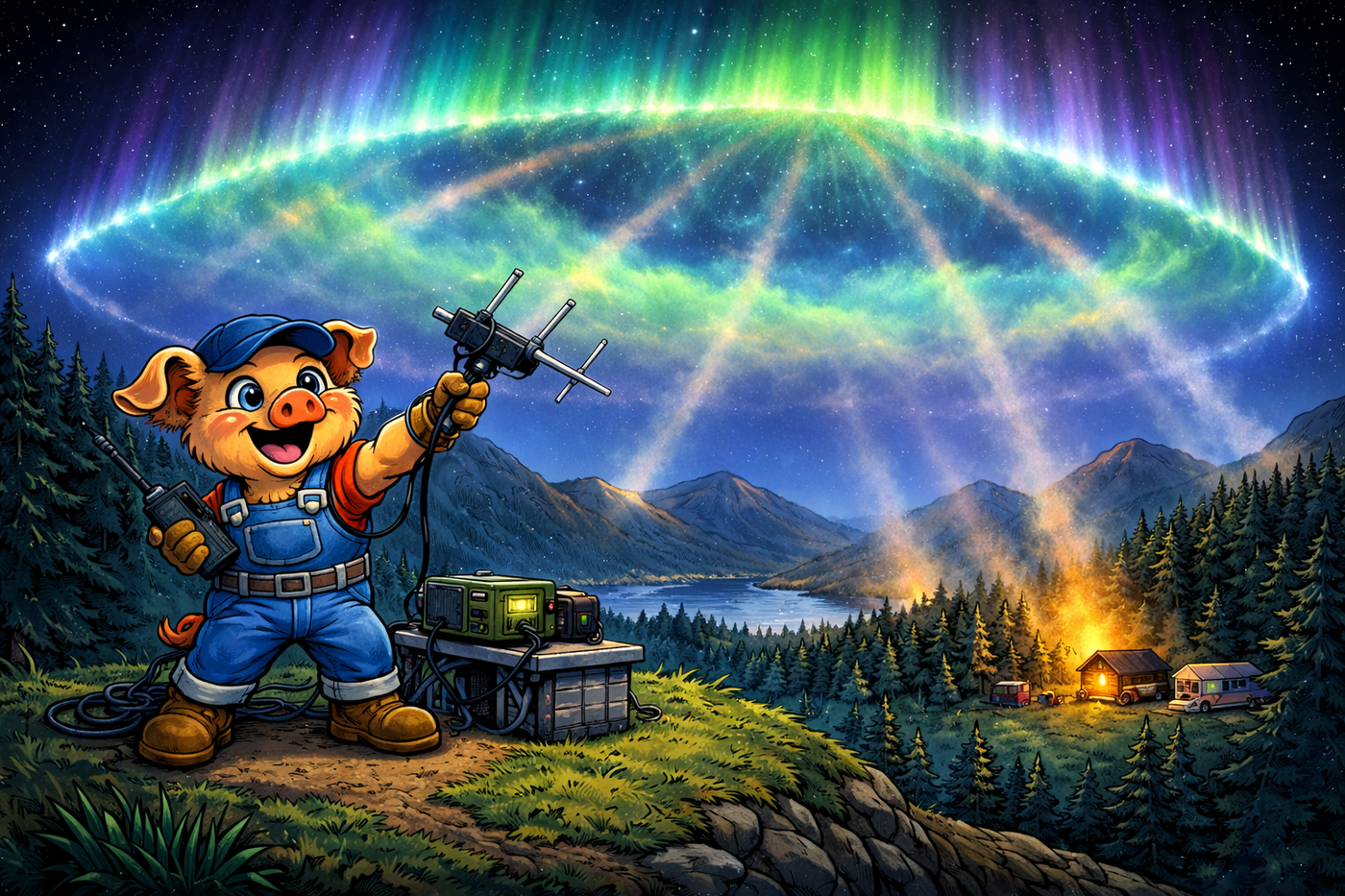 Elmer working the radio under an aurora for Backscatter Board