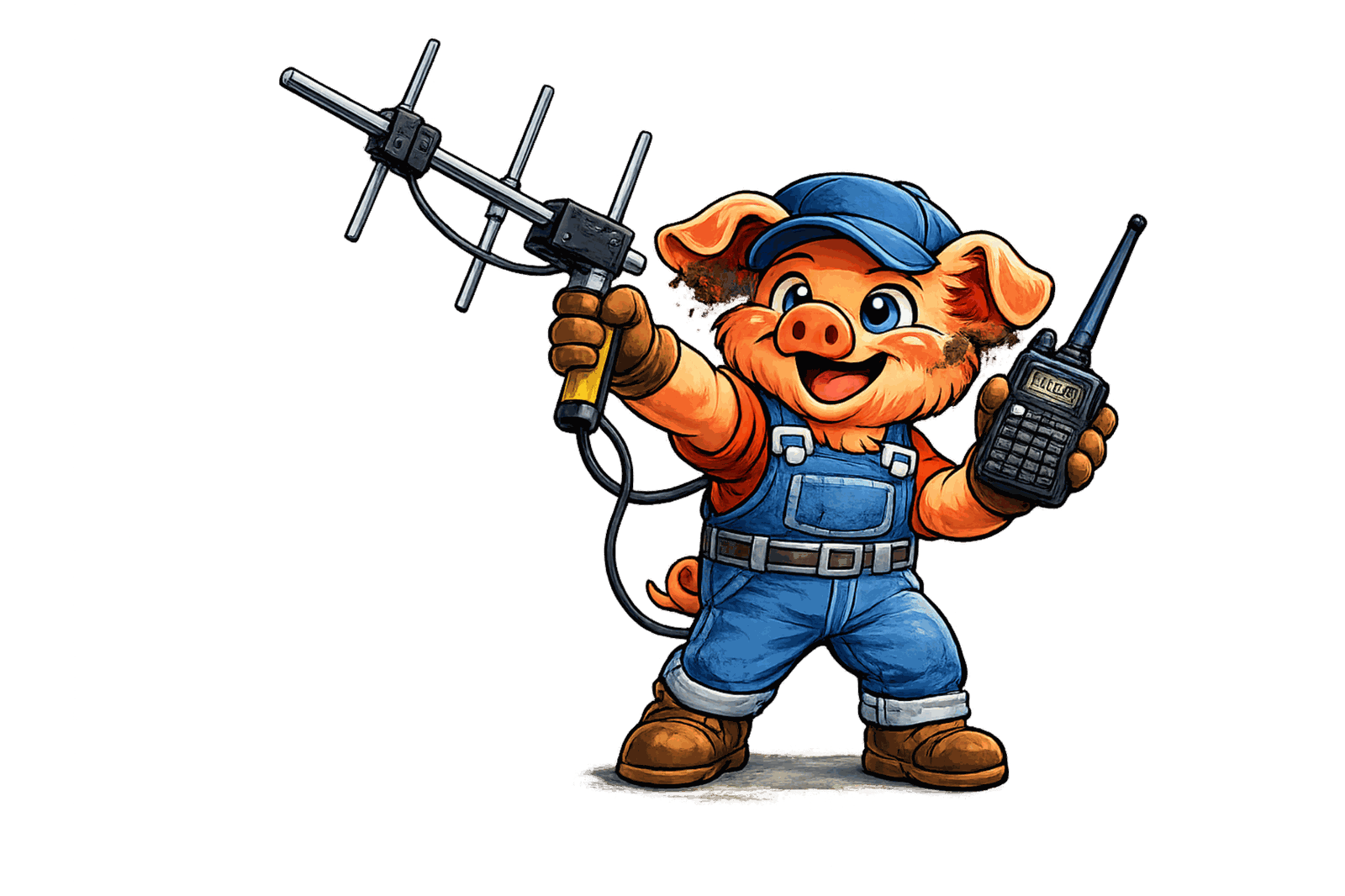 Elmer using a handheld radio and directional antenna for Ham Hunter